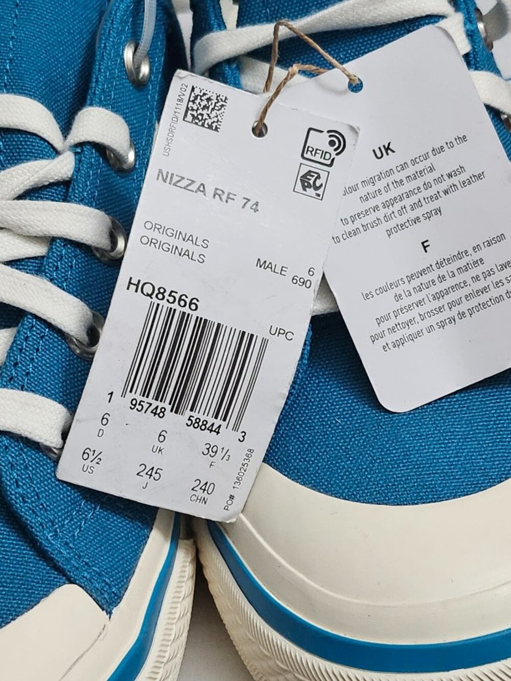 Adidas Originals Nizza RF 74 Blue White Canvas Sneakers HQ8566 Mens 6.5 Women 7 - Picture 7 of 8